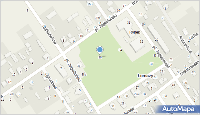 Łomazy, Plac Jagielloński, 36, mapa Łomazy