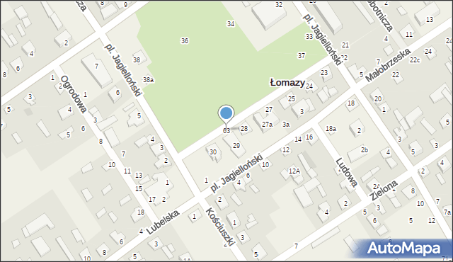 Łomazy, Plac Jagielloński, 63, mapa Łomazy