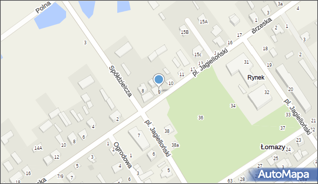 Łomazy, Plac Jagielloński, 9, mapa Łomazy