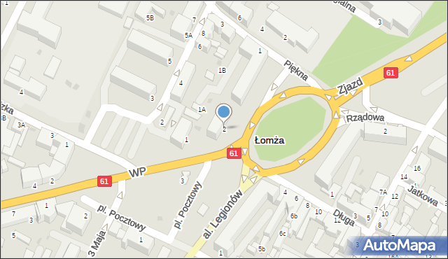 Łomża, Plac Kościuszki Tadeusza, gen., 2, mapa Łomży