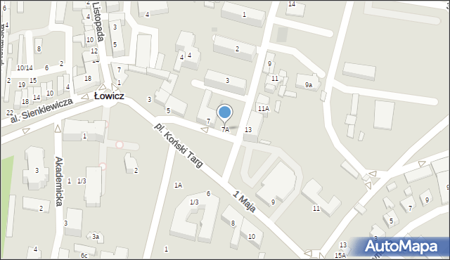 Łowicz, Plac Koński Targ, 7A, mapa Łowicza