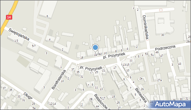Łowicz, Plac Przyrynek, 14, mapa Łowicza