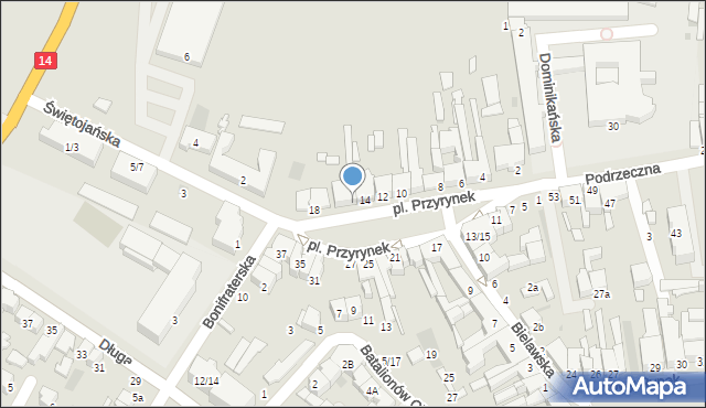 Łowicz, Plac Przyrynek, 16, mapa Łowicza