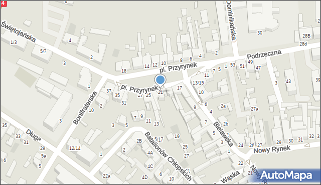 Łowicz, Plac Przyrynek, 21, mapa Łowicza
