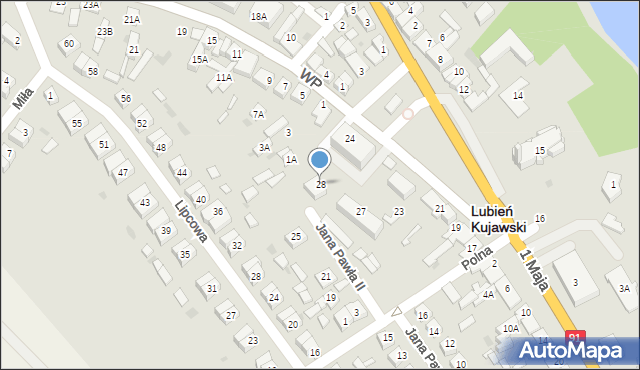 Lubień Kujawski, Plac Wolności, 28, mapa Lubień Kujawski