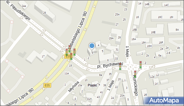 Lublin, Plac Bychawski, 3, mapa Lublina