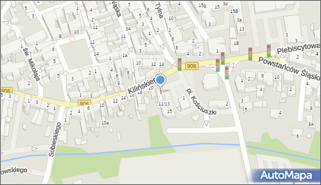 Lubliniec, Plac Kościuszki Tadeusza, gen., 3, mapa Lubliniec