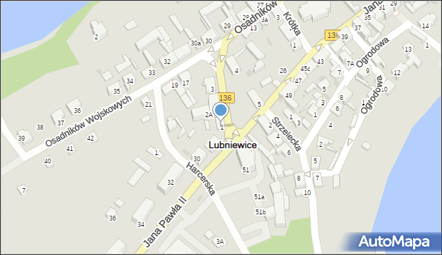 Lubniewice, Plac Kasztanowy, 1, mapa Lubniewice
