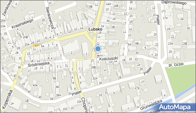 Lubsko, Plac Wolności, 25, mapa Lubsko