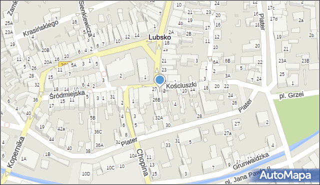 Lubsko, Plac Wolności, 26, mapa Lubsko