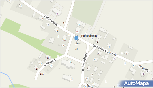 Luszowice, Plac św. Józefa, 17, mapa Luszowice