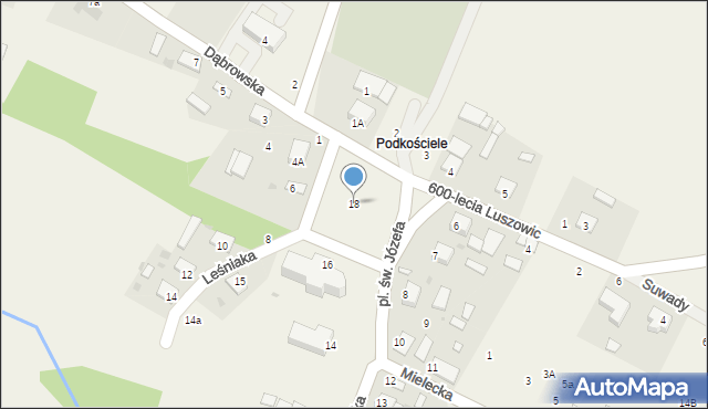 Luszowice, Plac św. Józefa, 18, mapa Luszowice