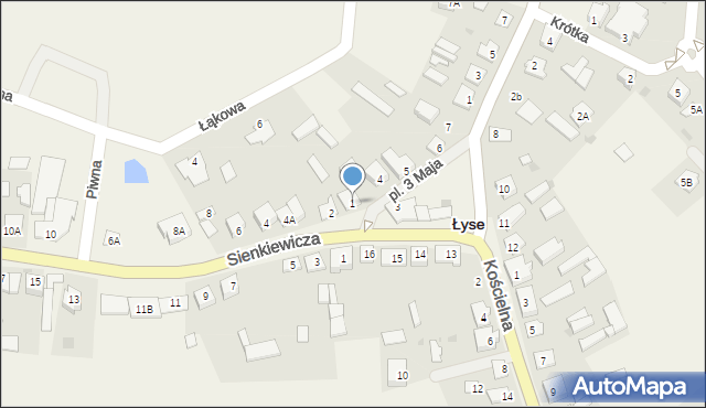 Łyse, Plac 3 Maja, 1, mapa Łyse