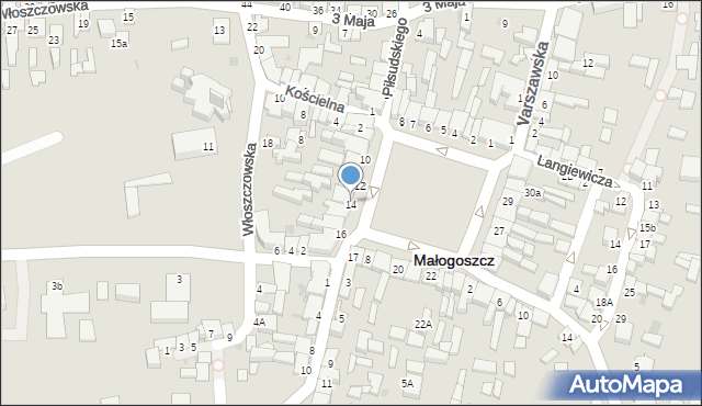 Małogoszcz, Plac Kościuszki Tadeusza, gen., 14A, mapa Małogoszcz