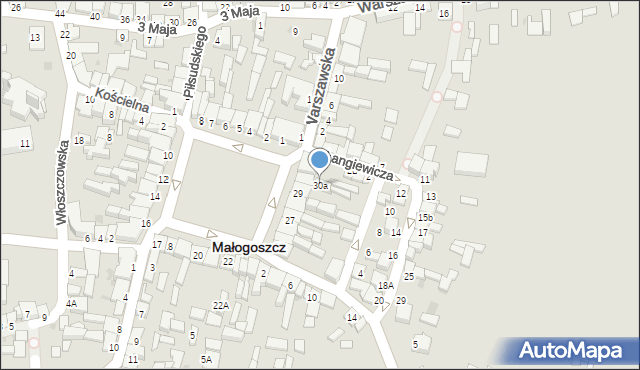 Małogoszcz, Plac Kościuszki Tadeusza, gen., 30a, mapa Małogoszcz