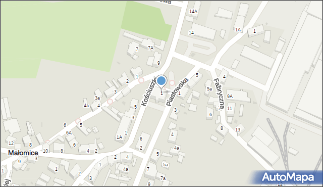 Małomice, Plac Konstytucji 3 Maja, 1, mapa Małomice