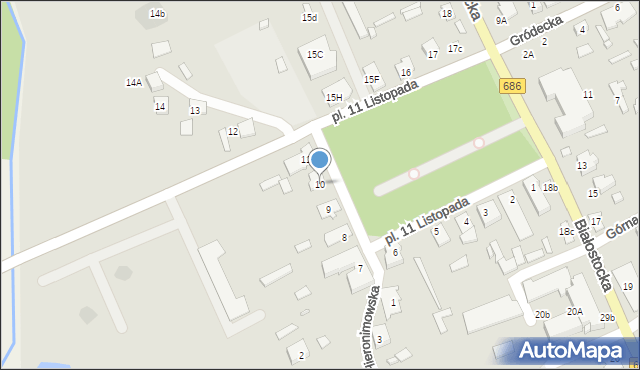 Michałowo, Plac 11 Listopada, 10, mapa Michałowo