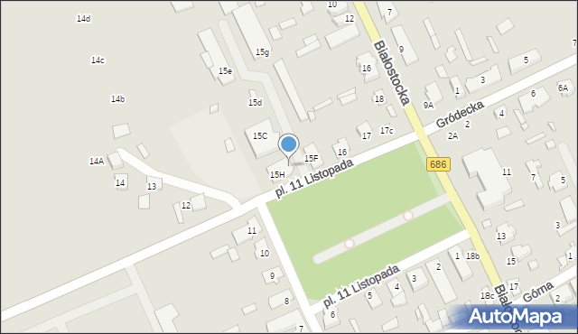 Michałowo, Plac 11 Listopada, 15b, mapa Michałowo
