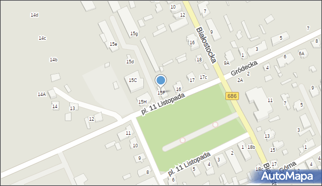 Michałowo, Plac 11 Listopada, 15F, mapa Michałowo