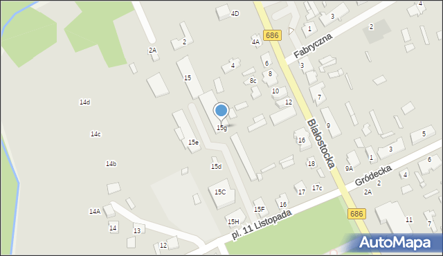 Michałowo, Plac 11 Listopada, 15g, mapa Michałowo