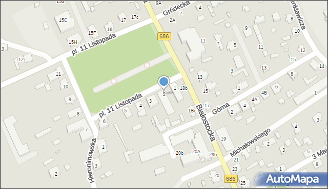 Michałowo, Plac 11 Listopada, 2, mapa Michałowo