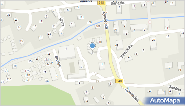 Międzybrodzie Bialskie, Plac św. Ambrożego, 3, mapa Międzybrodzie Bialskie