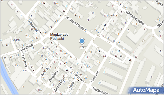 Międzyrzec Podlaski, Plac Jana Pawła II, 27A, mapa Międzyrzec Podlaski