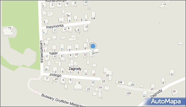 Mielec, Plater Emilii, 14, mapa Mielca