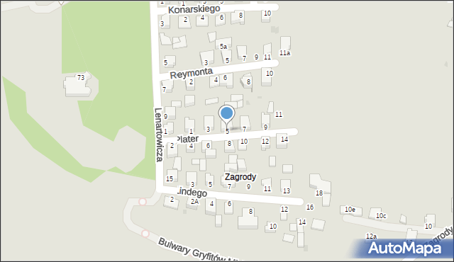 Mielec, Plater Emilii, 5, mapa Mielca