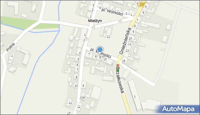 Mielżyn, Plac Wolności, 9, mapa Mielżyn