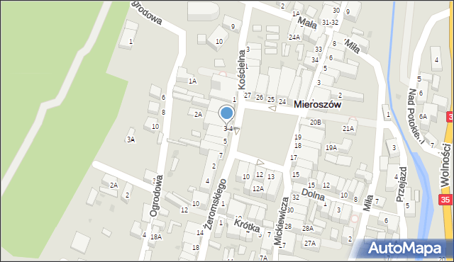 Mieroszów, Plac Niepodległości, 4, mapa Mieroszów