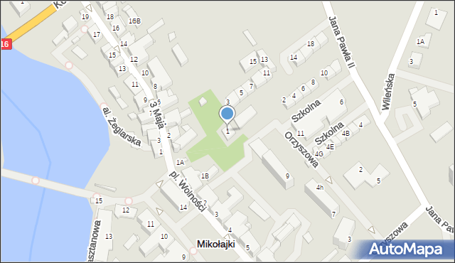 Mikołajki, Plac Handlowy, 1, mapa Mikołajki