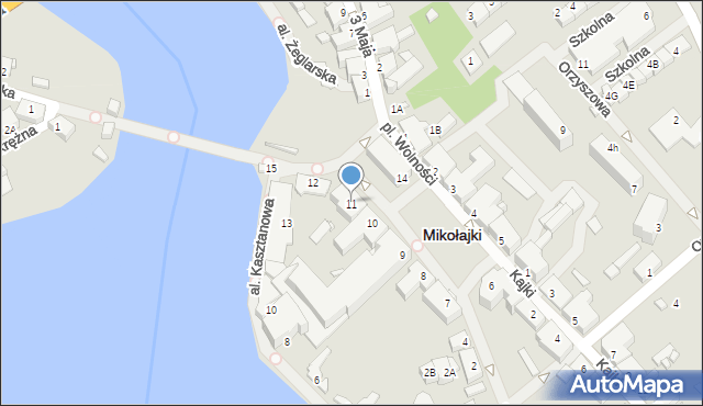 Mikołajki, Plac Wolności, 11, mapa Mikołajki