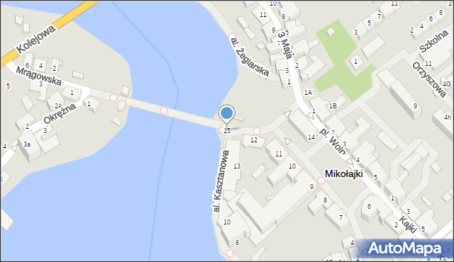 Mikołajki, Plac Wolności, 15, mapa Mikołajki