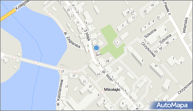 Mikołajki, Plac Wolności, 1A, mapa Mikołajki