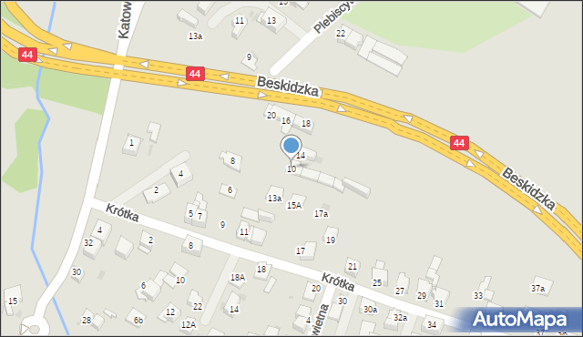 Mikołów, Plebiscytowa, 10, mapa Mikołów