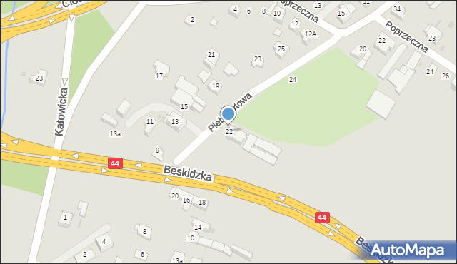 Mikołów, Plebiscytowa, 22, mapa Mikołów