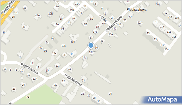 Mikołów, Plebiscytowa, 34b, mapa Mikołów