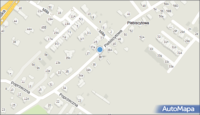 Mikołów, Plebiscytowa, 38, mapa Mikołów