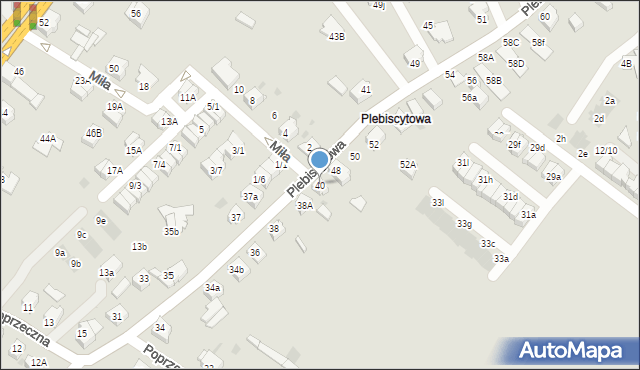 Mikołów, Plebiscytowa, 40, mapa Mikołów
