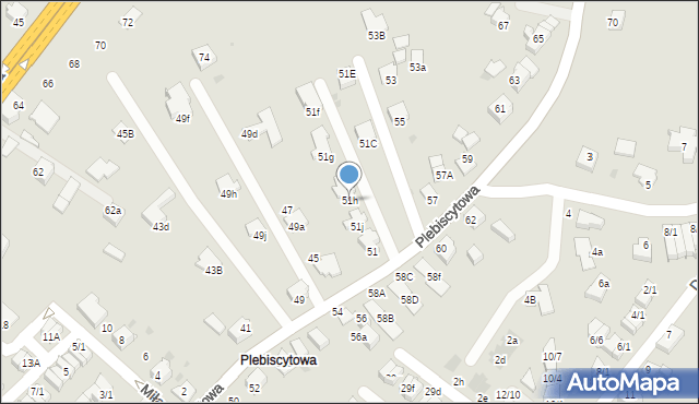 Mikołów, Plebiscytowa, 51h, mapa Mikołów