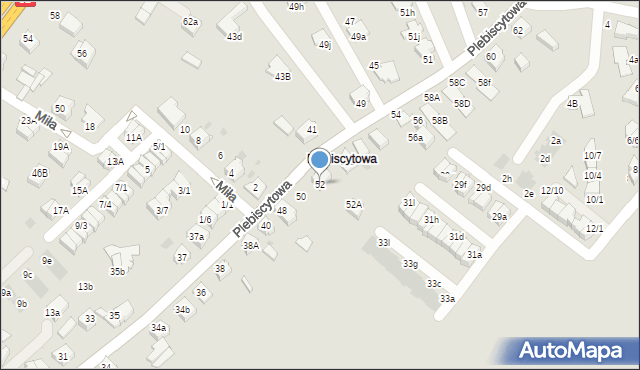 Mikołów, Plebiscytowa, 52, mapa Mikołów