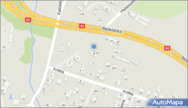 Mikołów, Plebiscytowa, 8, mapa Mikołów