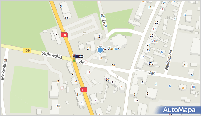 Milicz, Plac Waresiaka Eugeniusza, ks., 13, mapa Milicz