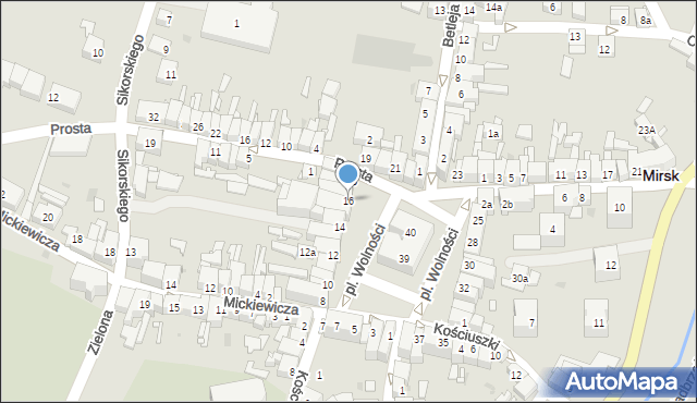 Mirsk, Plac Wolności, 16, mapa Mirsk