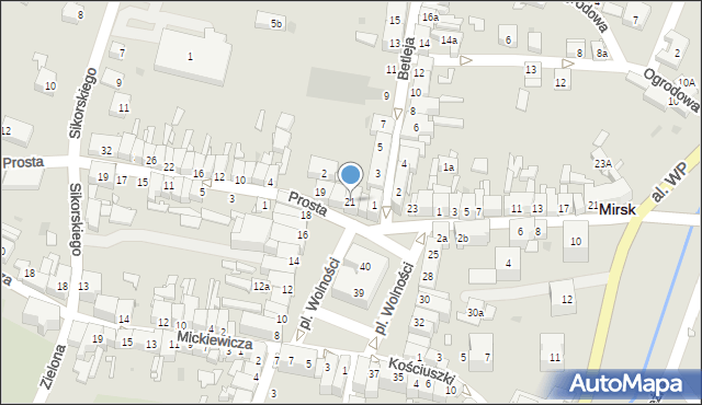 Mirsk, Plac Wolności, 21, mapa Mirsk