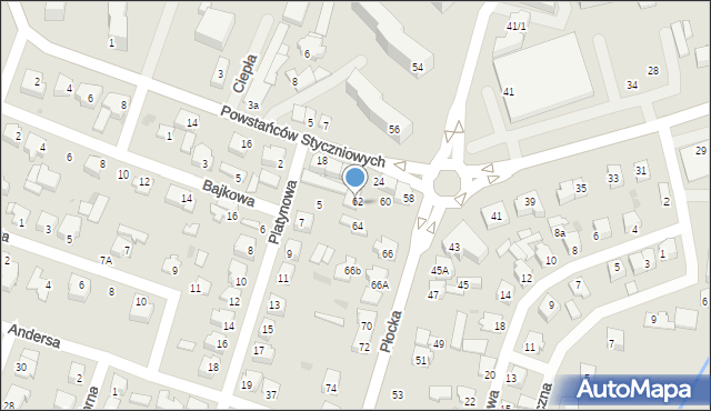 Mława, Płocka, 62A, mapa Mława