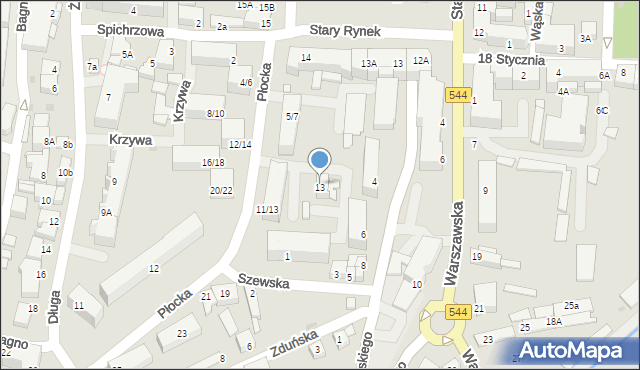 Mława, Płocka, 9, mapa Mława