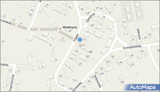 Modrzyca, Plater Emilii, 10, mapa Modrzyca