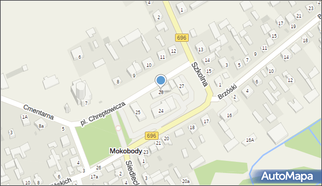 Mokobody, Plac Chreptowicza, 28, mapa Mokobody